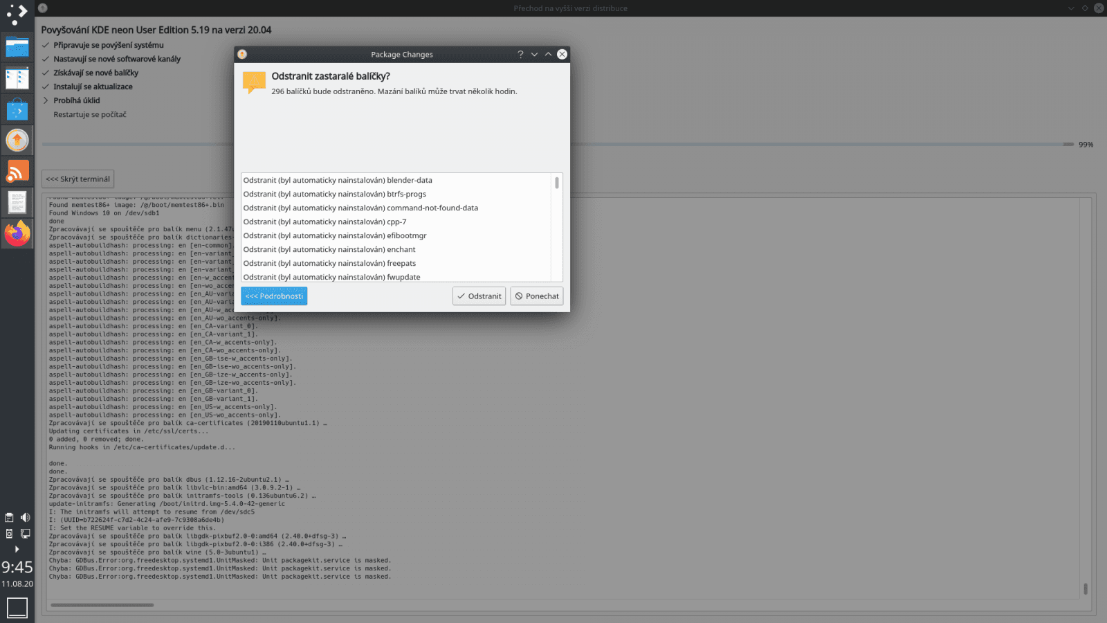 Aktualizace KDE neon ns 20.04 LTS