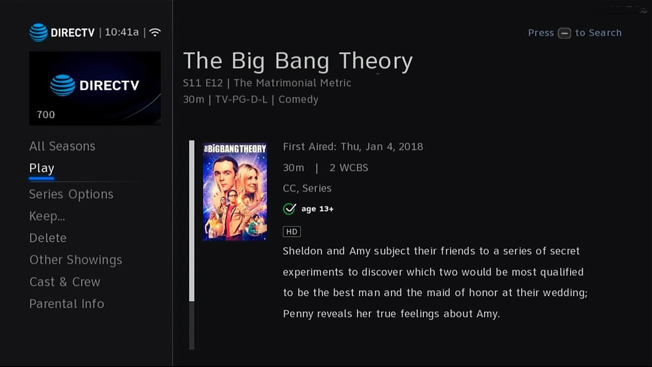 DIRECTV - Nahrávky a práce s nimi