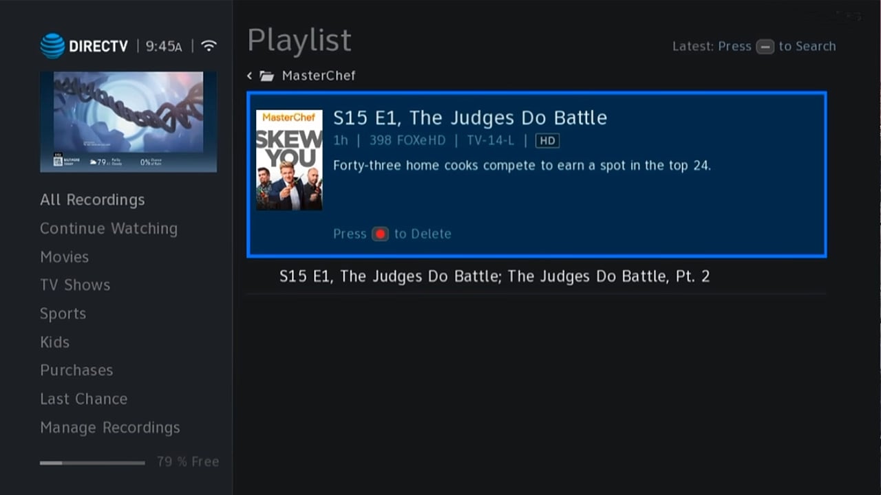 DIRECTV - Nahrávky a práce s nimi