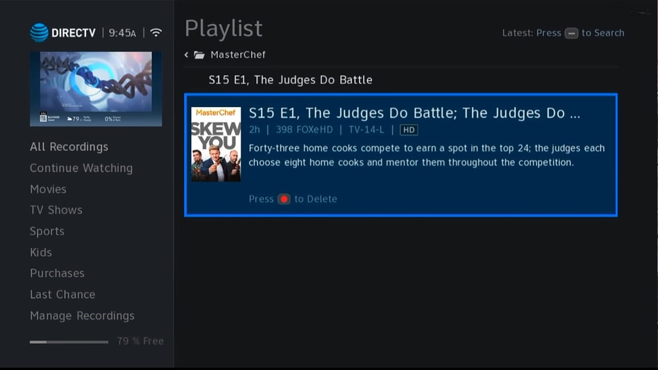 DIRECTV - Nahrávky a práce s nimi