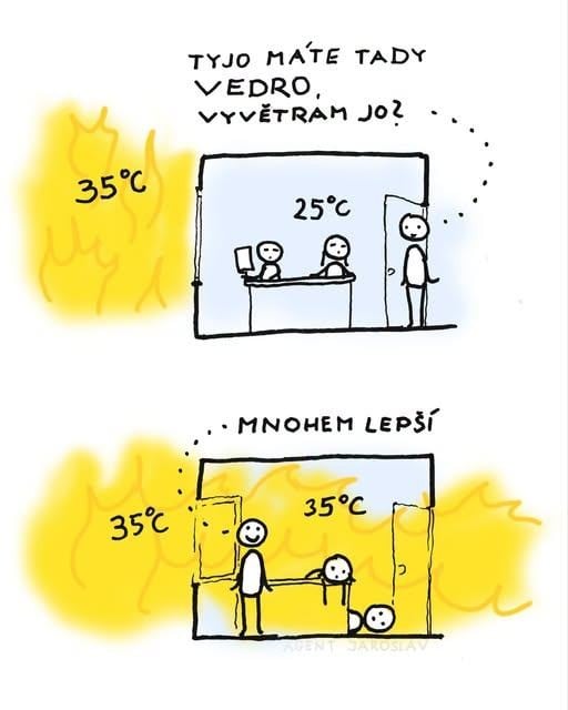 Vtipné obrázky o vysokých teplotách