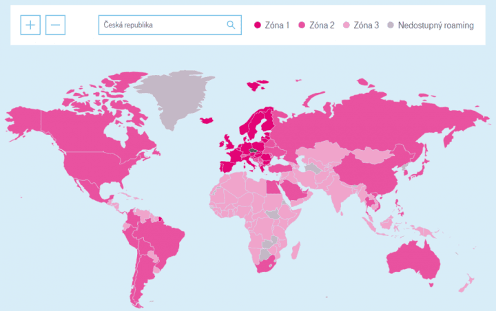 Roamingové zóny T-Mobilu v červnu 2018