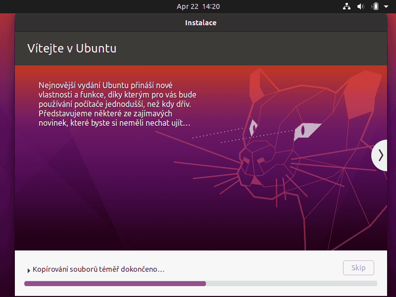 Instalace zabere pět minut.