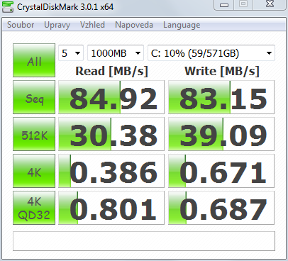 Screenshot z CrystalDiskMarku