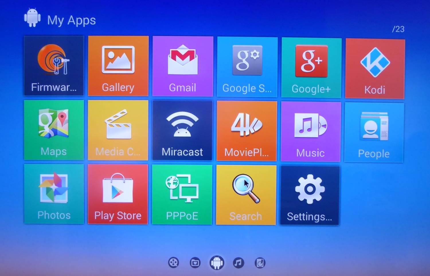 Aplikace hned po „instalaci“ boxu - druhá část. Jak vidíte vpravo nahoře, celkem jich je 23.