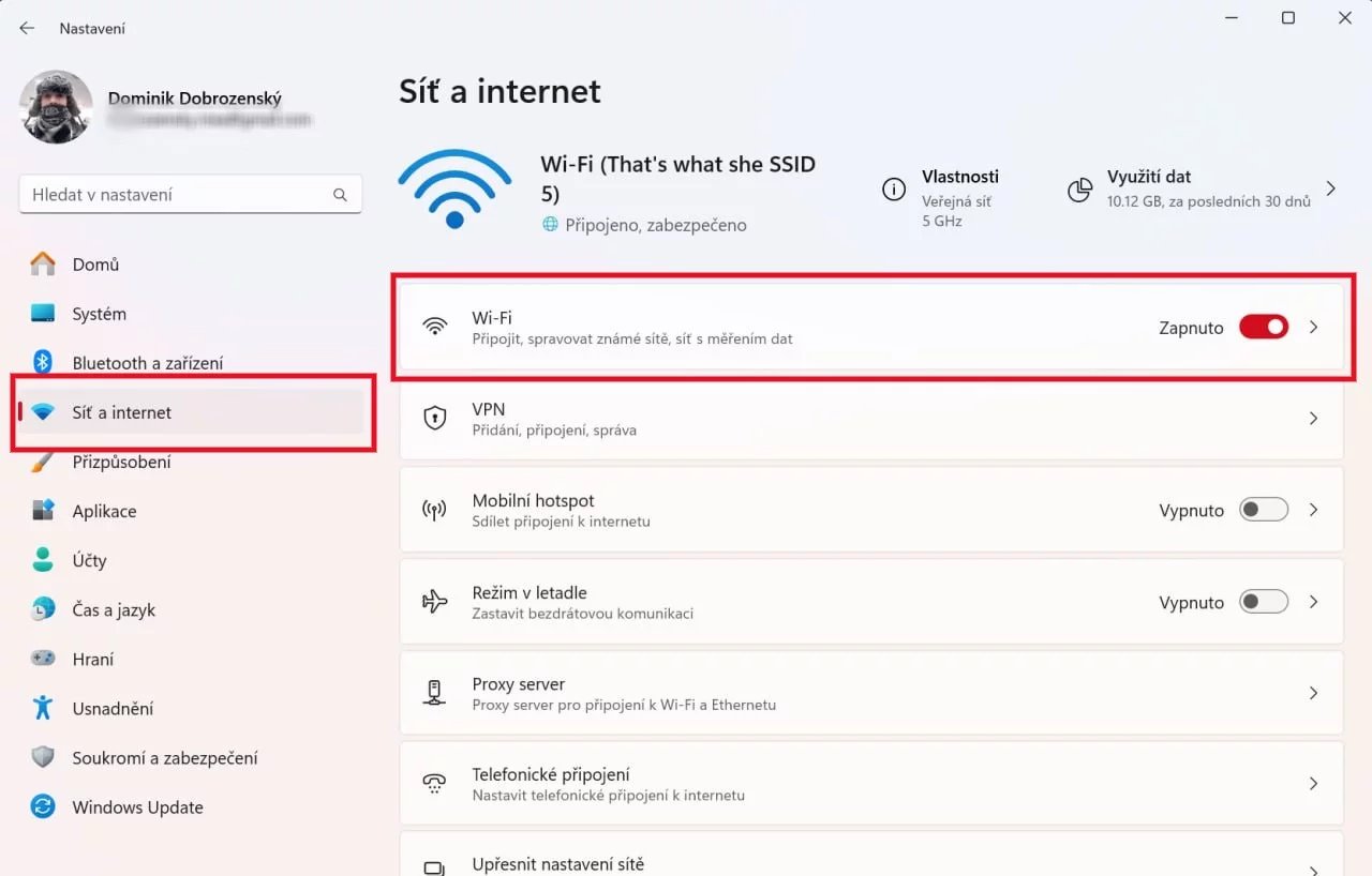 Jak zjistit heslo na Wi-Fi (obr. 1)