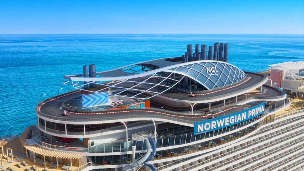 Norwegian Prima bude disponovat i dosud největší motokárovou dráhou postavenou na palubě lodi. Zdroj: Norwegian Cruise Line