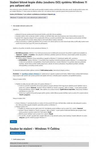 Autor: Jan Olšan Stažení instalačního obrazu ISO systému Windows 11 z webu Microsoftu
