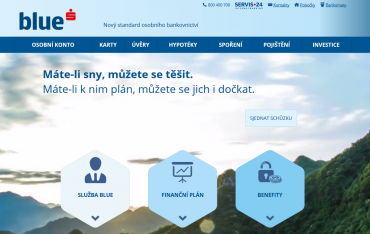 Hlavní stránka webu České spořitelny pro službu Blue.