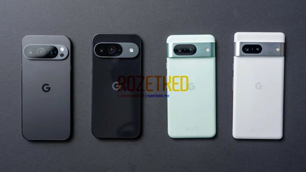 Zleva: Pixel 9 Pro, Pixel 9, Pixel 8 a Pixel 7