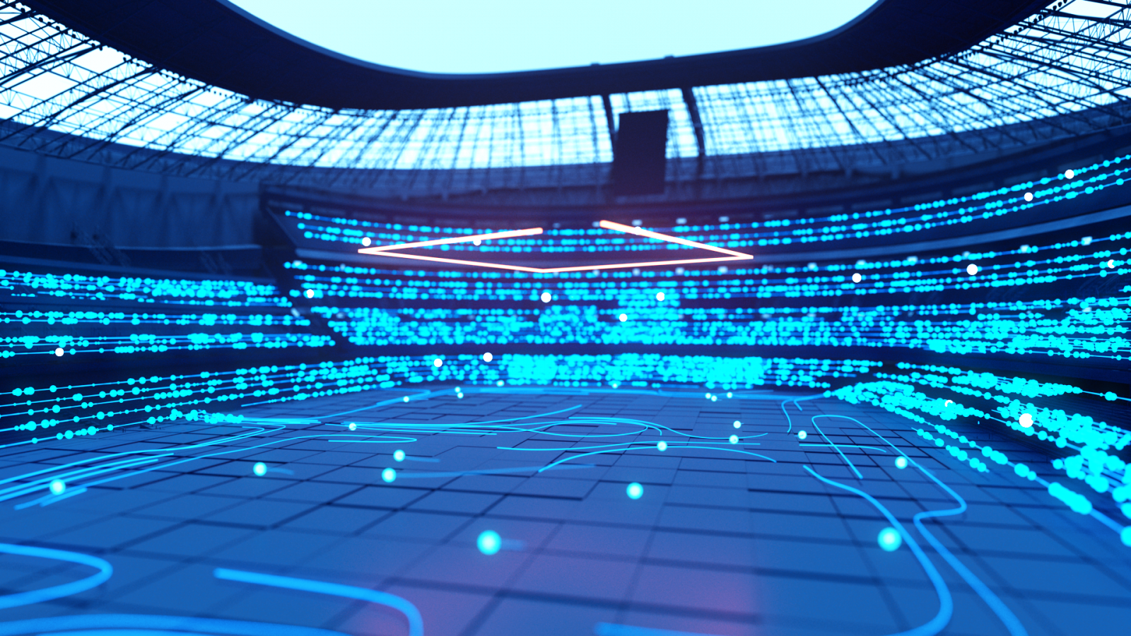 Virtuální stadion ve znělce sportovního zpravodajství.