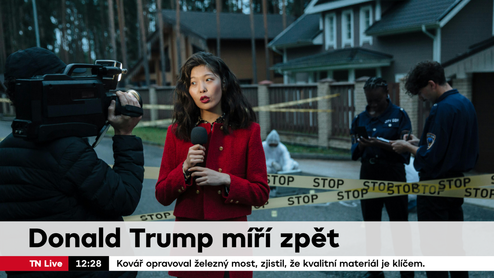 Simulovaná ukázka nové podoby titulkových lišt v internetovém vysílání TN Live.