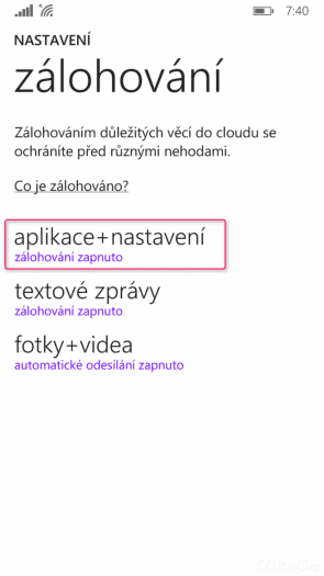 Nefunkční zálohování aplikací a nastavení lze vyřešit