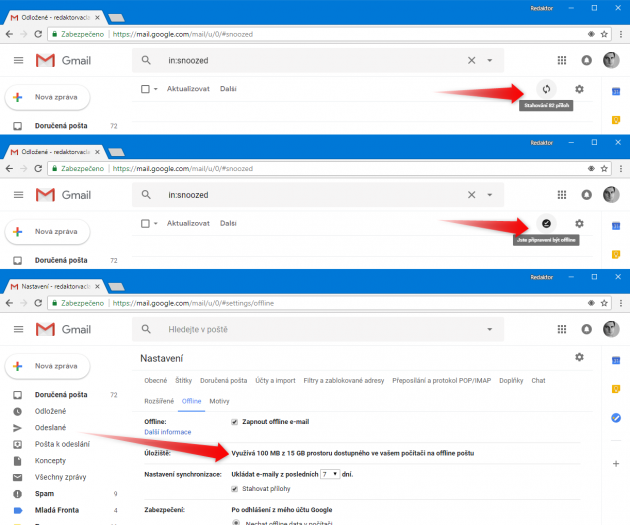 O krok blíže k nahrazení nativních aplikací. Gmail je propracovaná webová aplikace, která od nedávna umí běžet i bez připojení