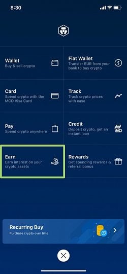V hlavním menu zvolte položku Earn