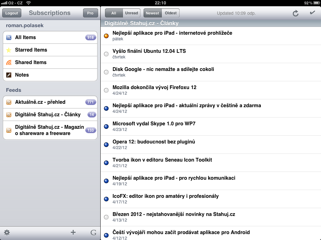 Feeddler RSS Reader umožňuje automatické stahování celého obsahu článků