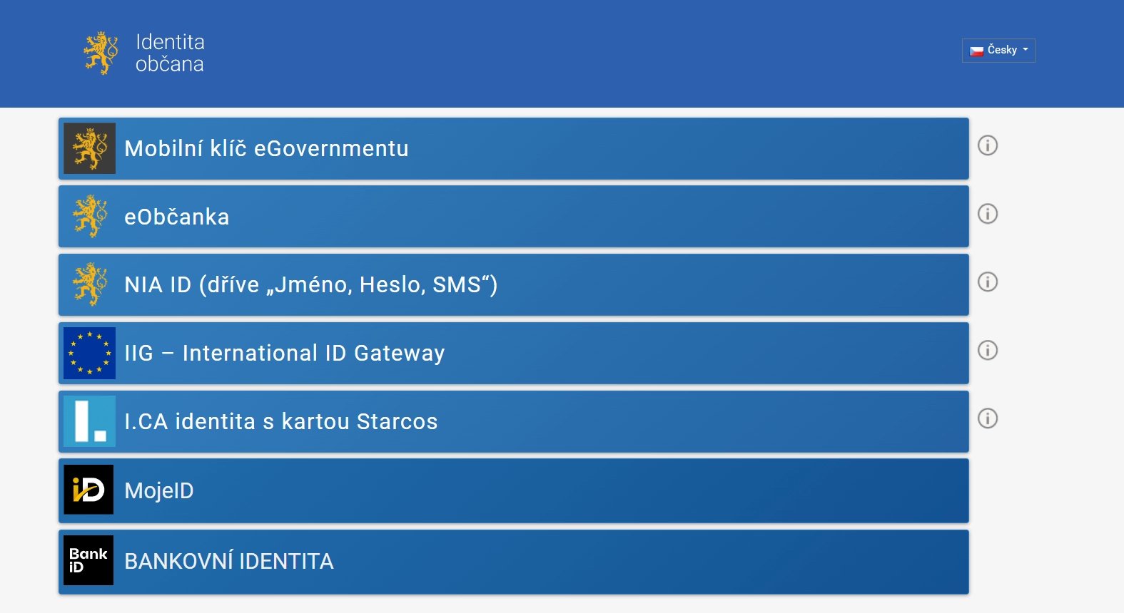 Možnosti přihlášení do klientské zóny JENDA