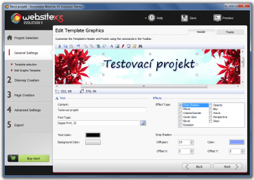 Ukázka grafického editoru obsaženého ve WebSite X5 Evolution 9
