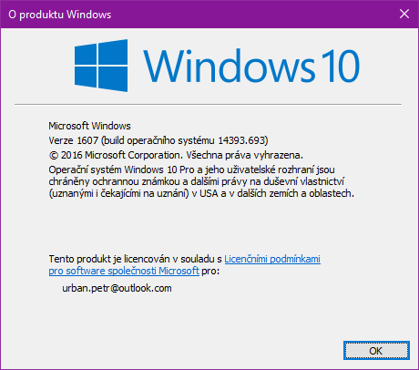 Verze 1607 je zatím poslední vydání Windows 10