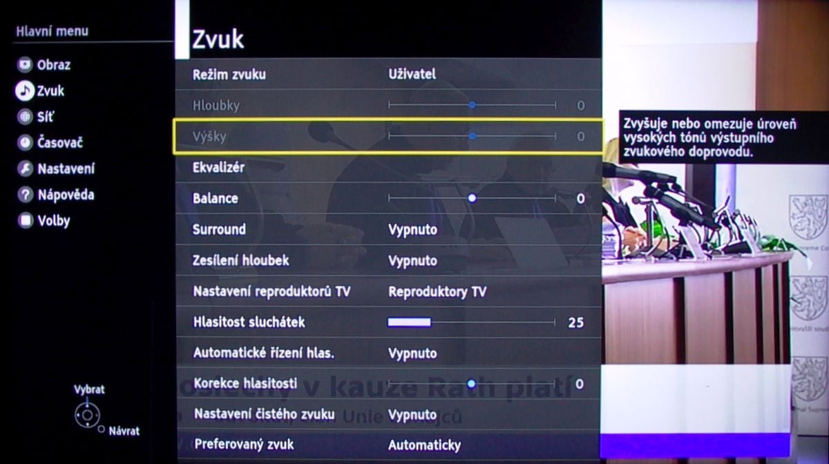 Panasonic TX-32ES600 - menu nastavení