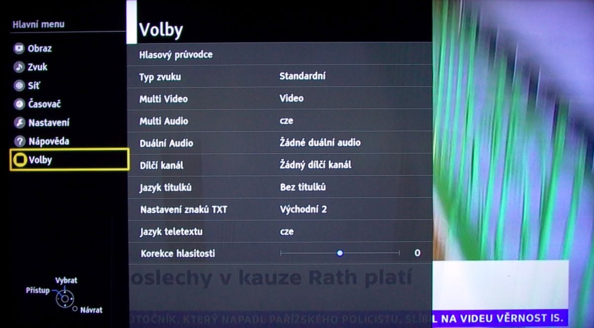 Panasonic TX-32ES600 - menu nastavení