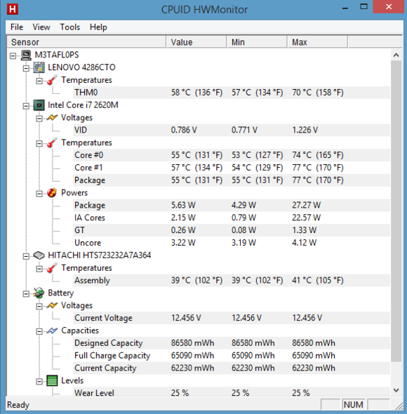 Program HWMonitor vám v reálném čase zobrazí všechny informace, které počítač poskytuje