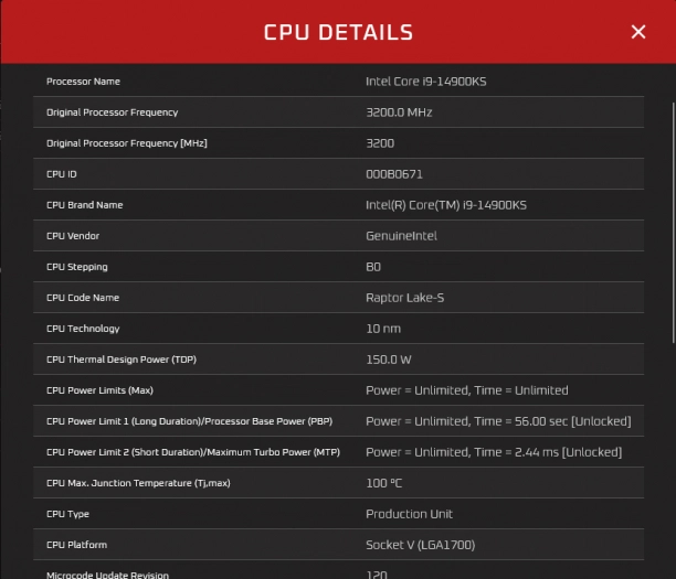 Core i9-14900KS otestováno v OCCT