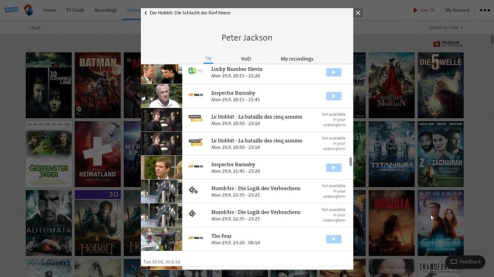 Swisscom TV Air - smart vyhledávání