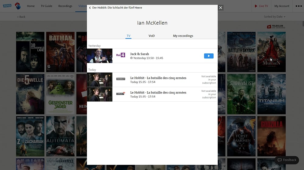 Swisscom TV Air - smart vyhledávání