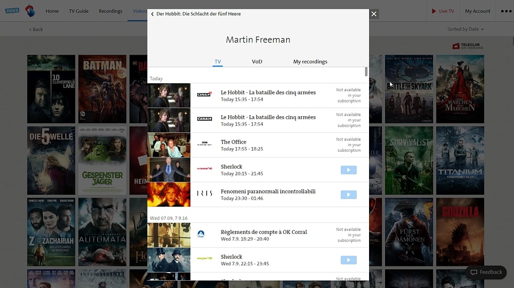 Swisscom TV Air - smart vyhledávání