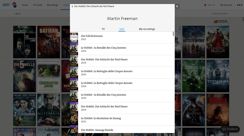 Swisscom TV Air - smart vyhledávání