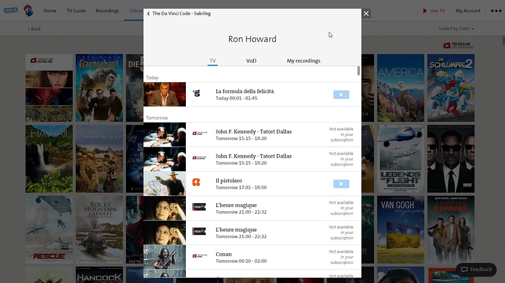 Swisscom TV Air - smart vyhledávání