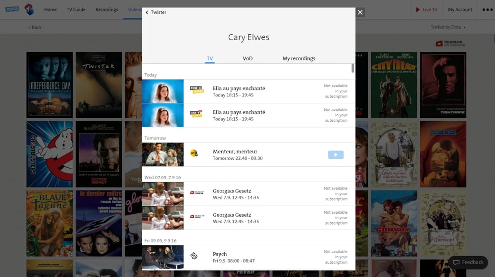 Swisscom TV Air - smart vyhledávání