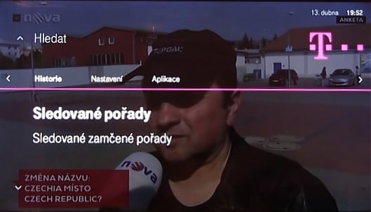 Uživatelské prostředí T- Mobile TV – hlavní menu
