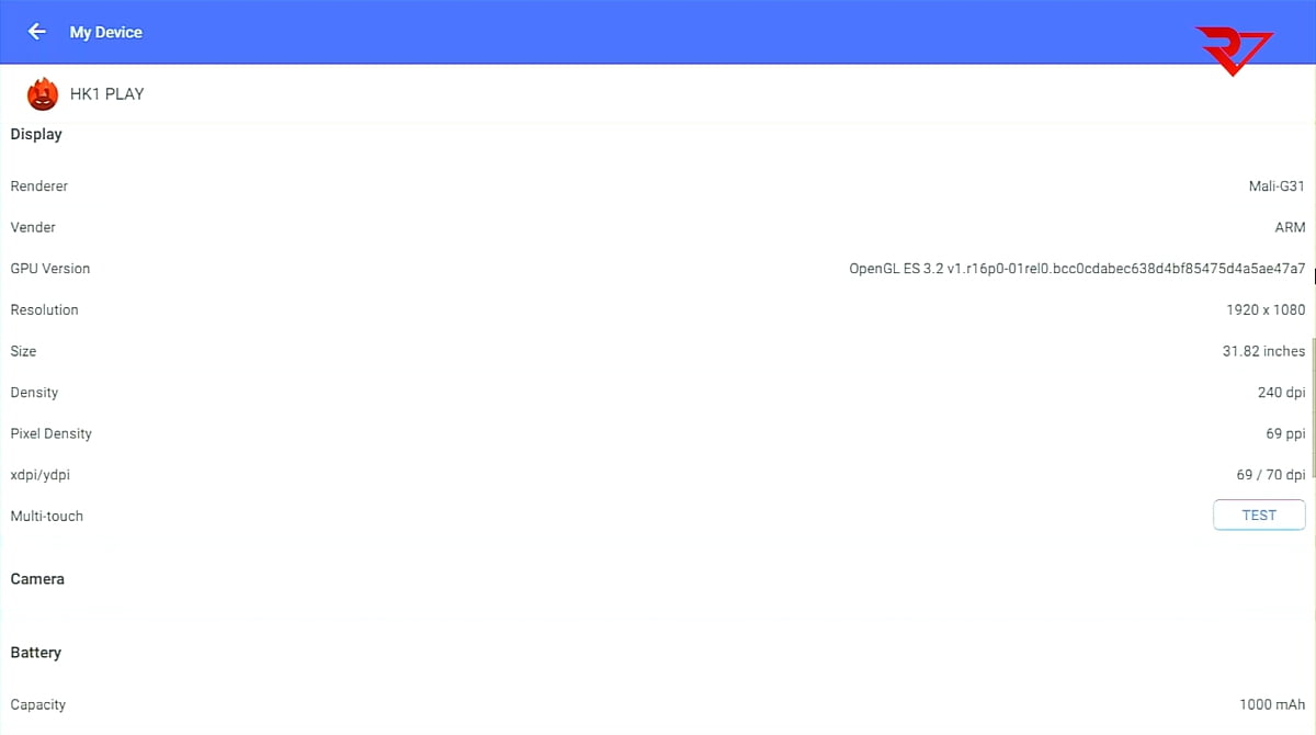 HK1 Play, benchmark AnTuTu (model v konfiguraci pamětí 2/16 GB)