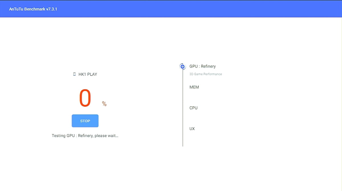 HK1 Play, benchmark AnTuTu (model v konfiguraci pamětí 2/16 GB)