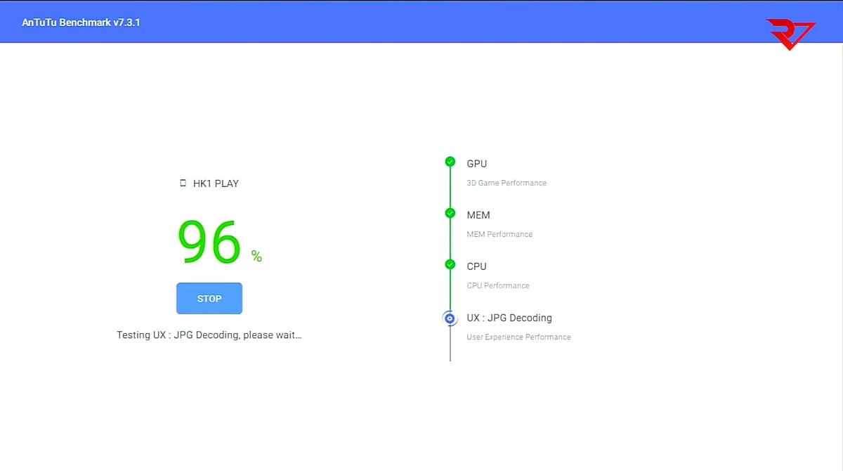 HK1 Play, benchmark AnTuTu (model v konfiguraci pamětí 2/16 GB)
