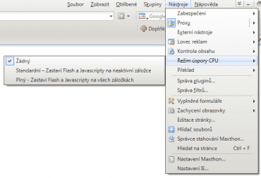 <p>Ukázka režimů úspory CPU</p>