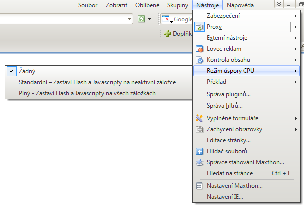 <p>Ukázka režimů úspory CPU</p>