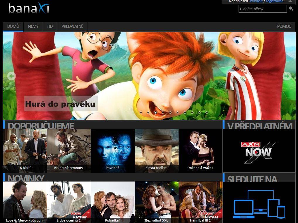 Videopůjčovna Banaxi jako webová aplikace pod Windows 8.1.