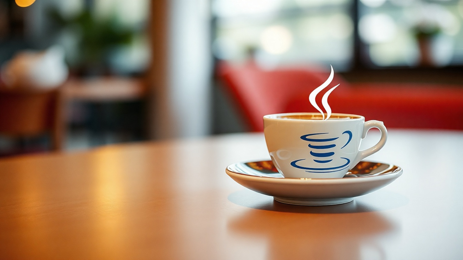 Hrníček s kávou a logem programovacího jazyka Java