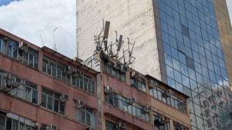 Mobilní vysílač v Hongkongu