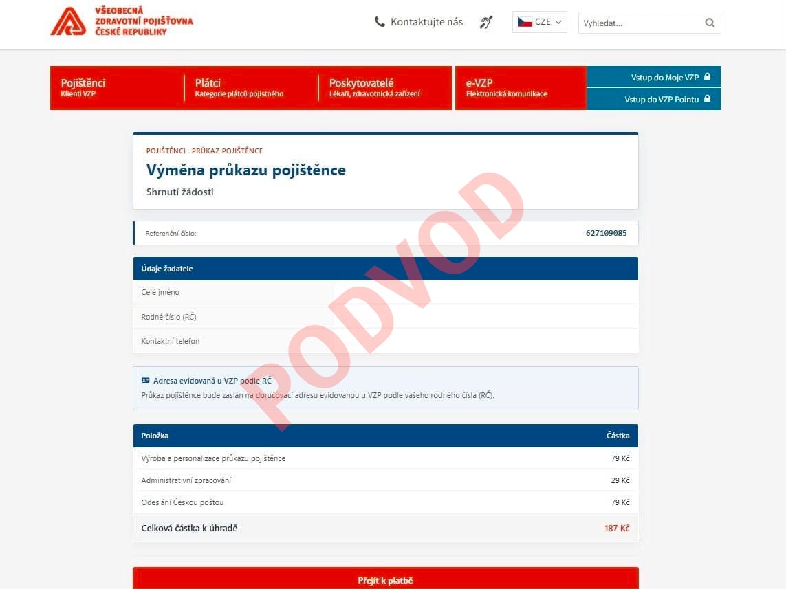 podvod vzp