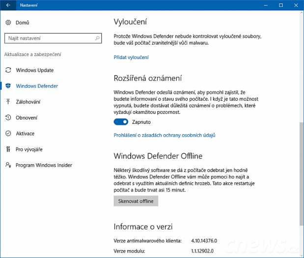 Defender má několik nových funkcí a lépe detekuje hrozby
