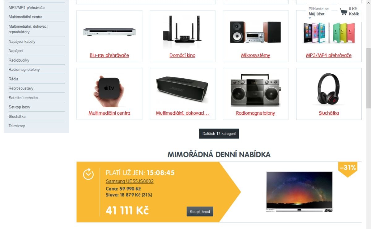 Dostat se na Mall.cz k set-top boxům pro pozemní příjem není triviální. Tady musíte do volby "Dalších 17 kategorií".