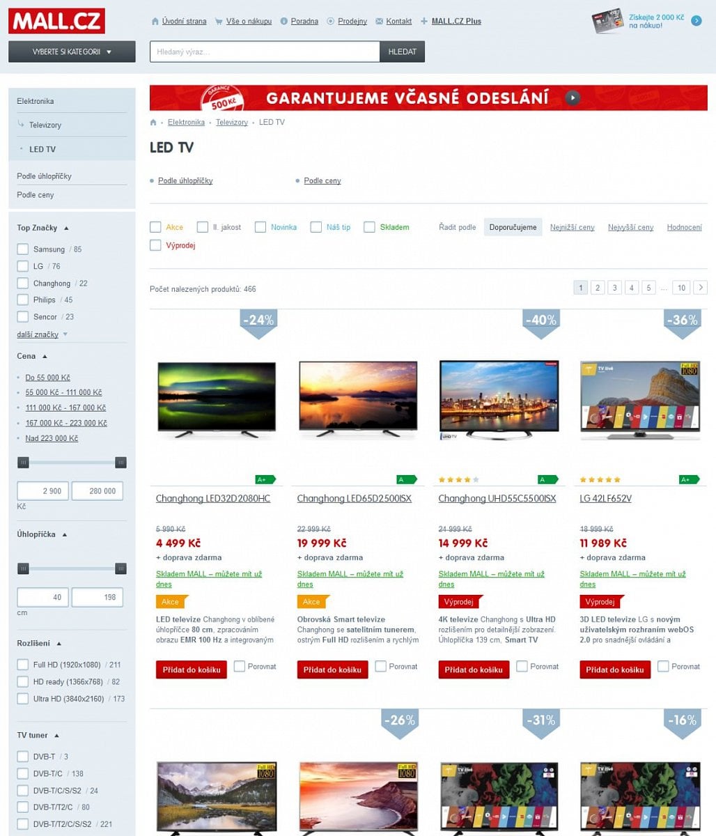 Mall.cz, DVB-T2 - HEVC, 7-2016