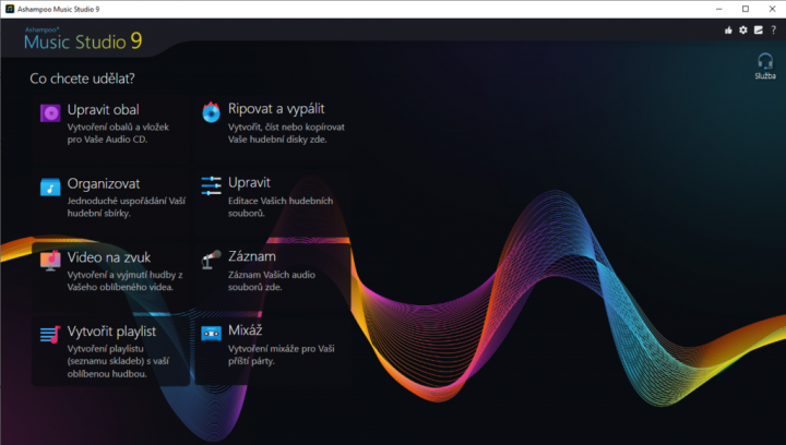 Hlavní menu Ashampoo Music Studio 9