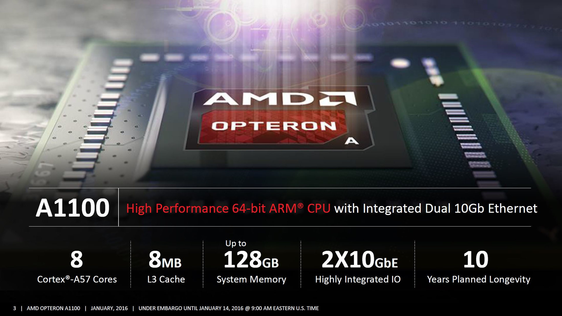 Dobový slajd k procesoru AMD Opteron A1100