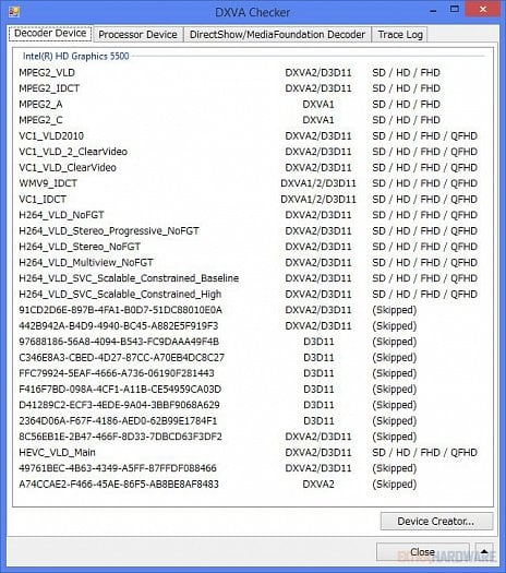 HD Graphics 5500 - DXVA Checker