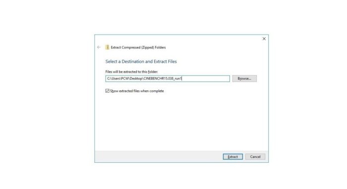 Klepněte pravým tlačítkem myši na archiv ZIP a z místní nabídky vyberte funkci rozbalení archivu, která je integrována do Windows 10. Nezapomeňte při každém testu přejmenovat cílovou složku
